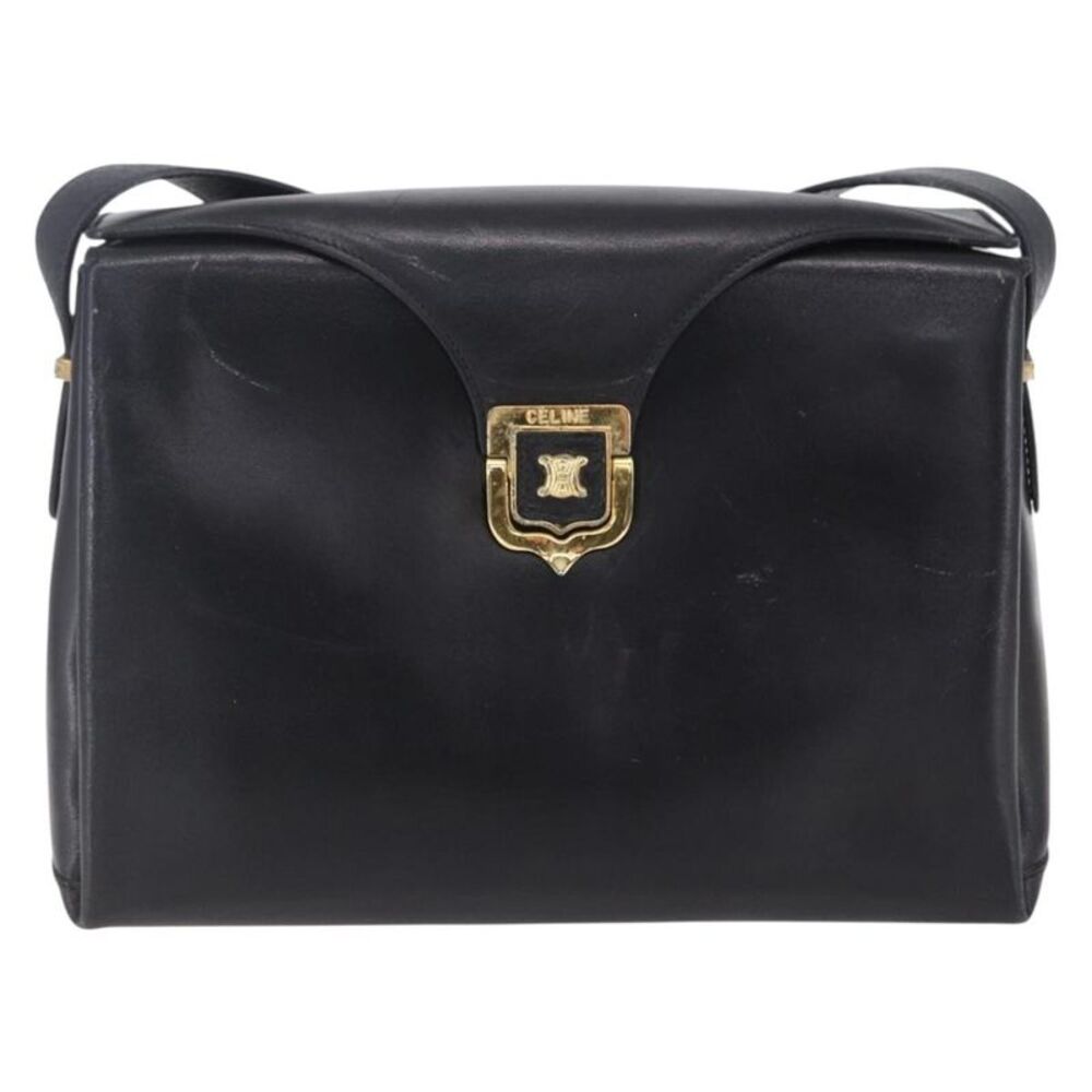 Celine Vintage Leather Black Leather Shoulder Bag Bag